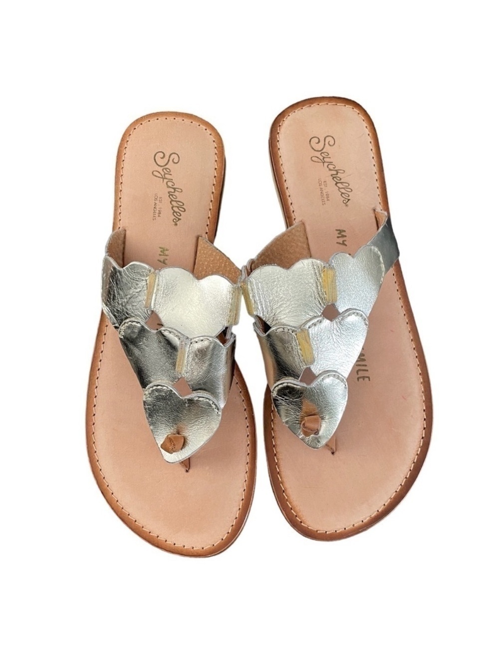 NWOT SEYCHELLES Rejuvenated Leather Sandal Gold Heart 7.5
